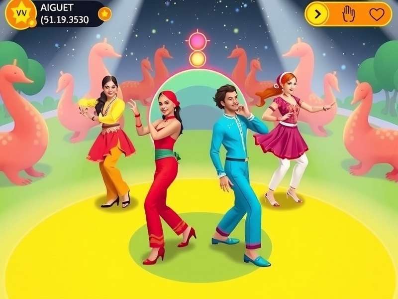 Ginger Groove Galaxy gameplay screenshot showing Bollywood-inspired dance moves